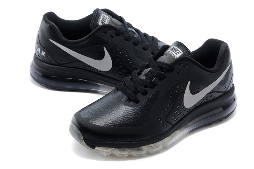 nike air max 2014 cuir chaussures de course hommes gris noir (2)